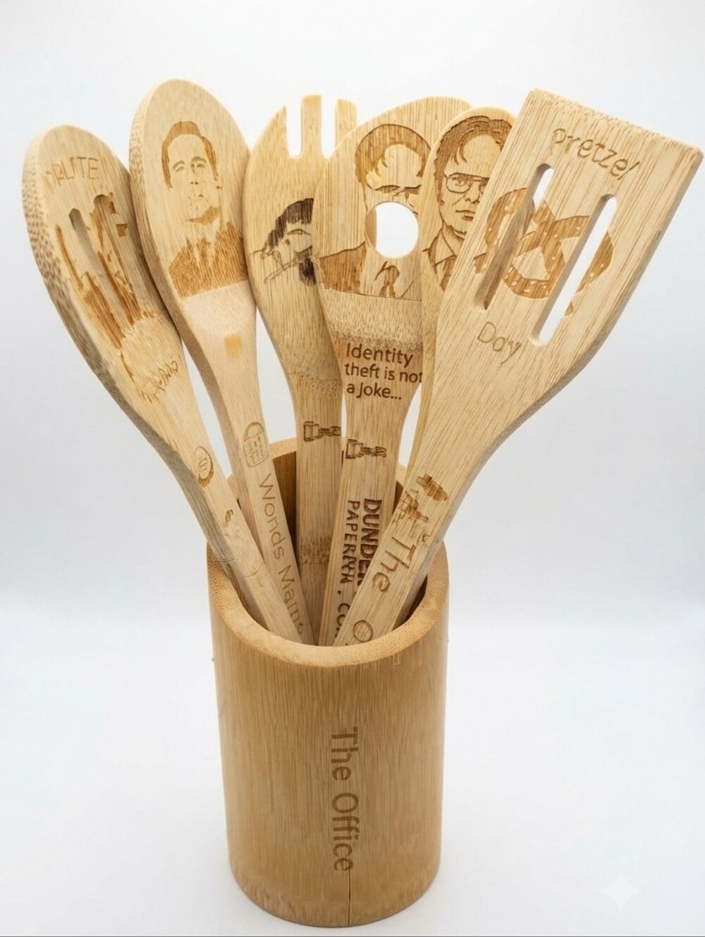 The Office Bamboo Utensil Set - Natural Wood Kitchen Spoons